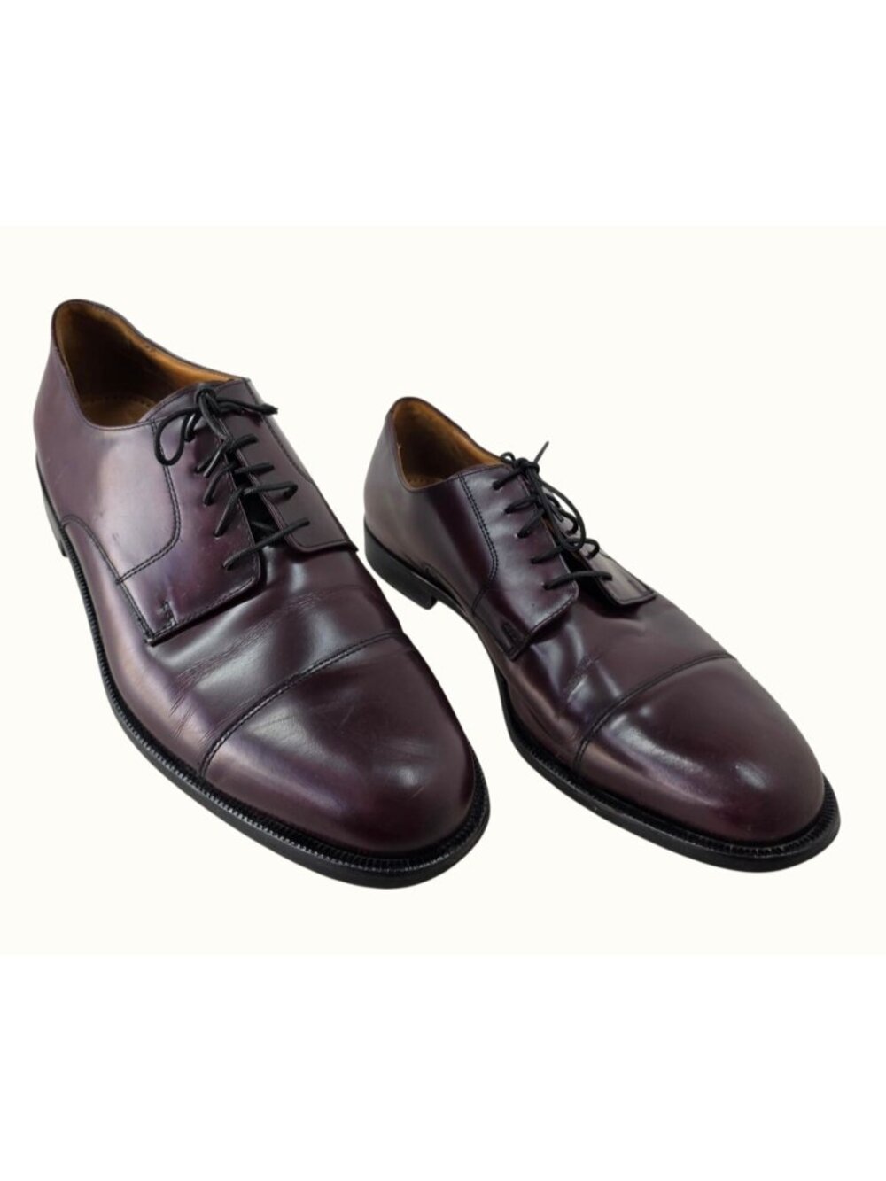 Cole Haan Mens Dress Shoes 12D Burgundy Leather Oxford Vintage Made in India